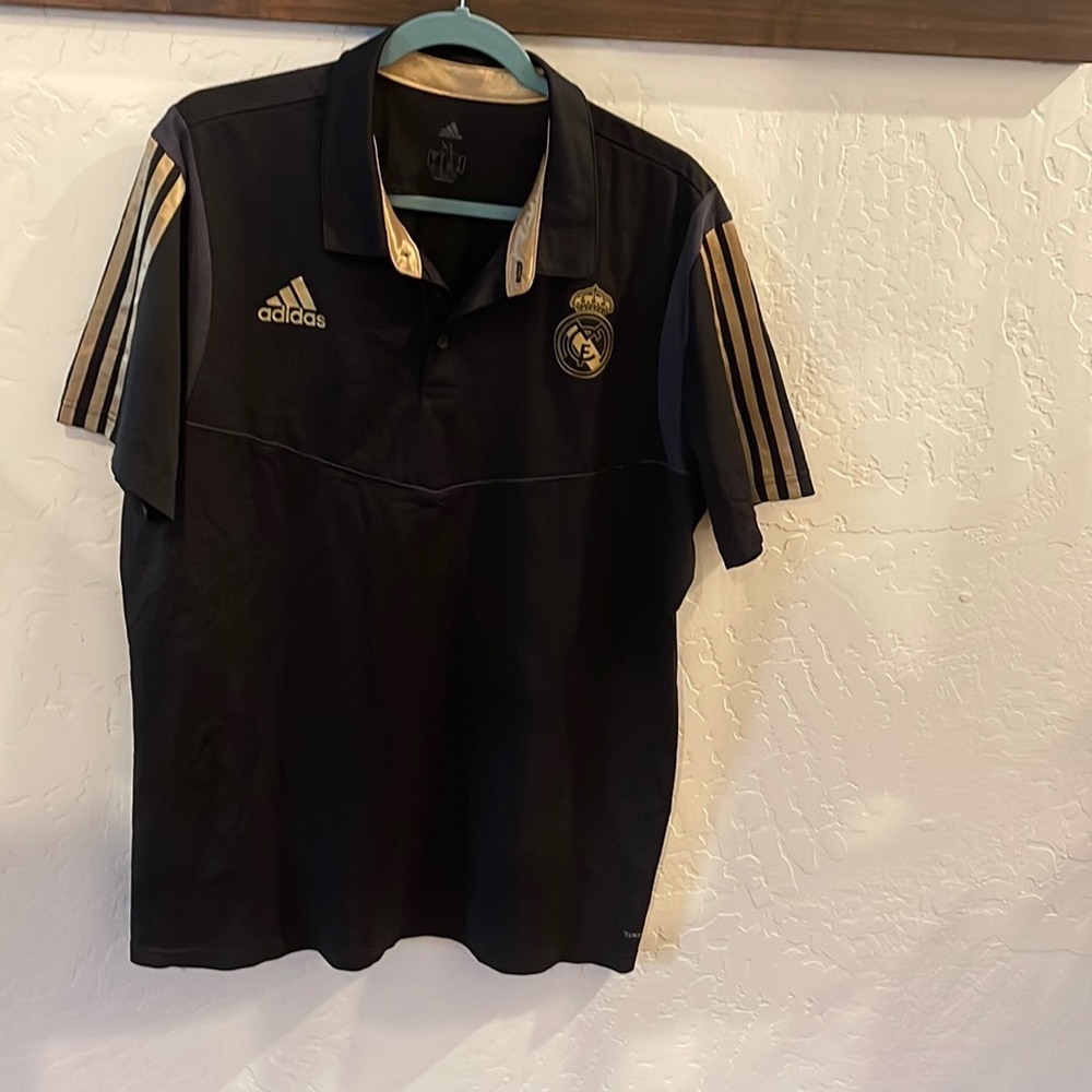 Real Madrid Adidas Climalite Team Polo Black XL
